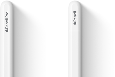 Yan yana duran Apple&nbsp;Pencil Pro ve Apple&nbsp;Pencil (USB‑C)