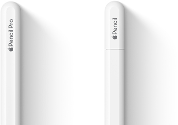 Yan yana duran Apple&nbsp;Pencil Pro ve Apple&nbsp;Pencil (USB‑C)