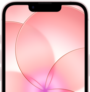 iPhone 17e, Ceramic Shield 2&rsquo;nin olduğu &ouml;nden kısmi g&ouml;r&uuml;n&uuml;m, a&ccedil;ık pembe renk, pembe bir &ccedil;i&ccedil;eğin bulunduğu duvar kağıdı g&ouml;rseli g&ouml;steriliyor