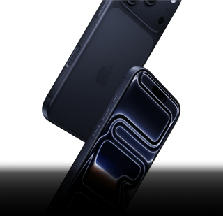 Abis rengi iki adet iPhone 17 Pro’dan birinin önden, diğerinin arkadan görünümü, ikisinin de düştüğü gösteriliyor ve hem ön hem de arka yüzeyin dayanıklılığı vurgulanıyor