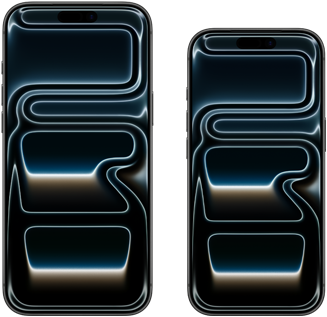 Yan yana duran ve üzerinde 6.9 inç yazan iPhone 17 Pro Max ile üzerinde 6.3 inç yazan iPhone 17 Pro’nun ekran boyutlarının karşılaştırılması