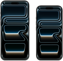 Yan yana duran ve üzerinde 6.9 inç yazan iPhone 17 Pro Max ile üzerinde 6.3 inç yazan iPhone 17 Pro’nun ekran boyutlarının karşılaştırılması