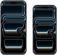 Yan yana duran ve üzerinde 6.9 inç yazan iPhone 17 Pro Max ile üzerinde 6.3 inç yazan iPhone 17 Pro’nun ekran boyutlarının karşılaştırılması