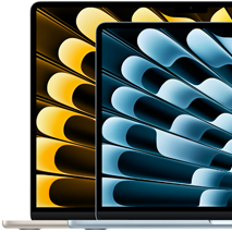 İki adet MacBook Air laptopun birbirlerine oranla ekran boyutları g&ouml;steriliyor: 13.6 in&ccedil; ve 15.3 in&ccedil;, diyagonal &ouml;l&ccedil;&uuml;m